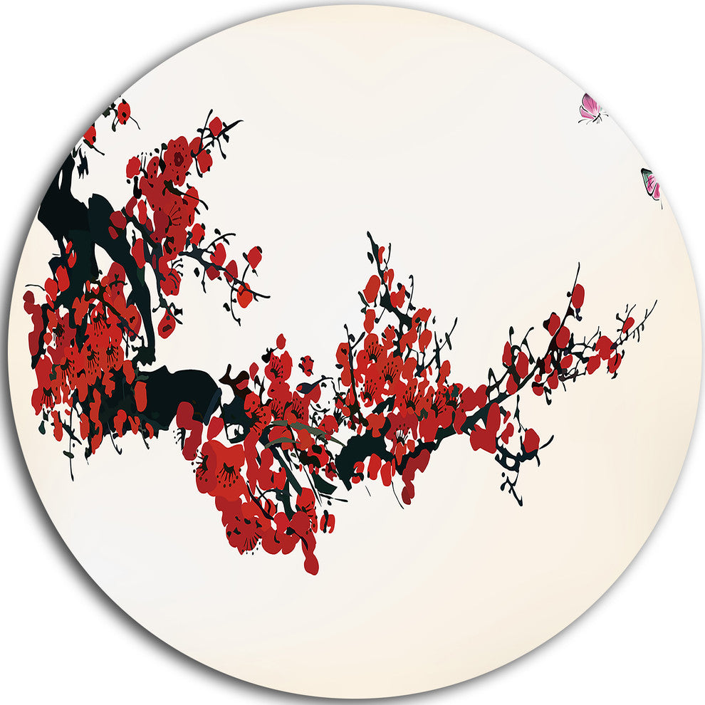 Floral Winter Sweet, Digital Art Floral Large Disc Metal Wall Art, 23"