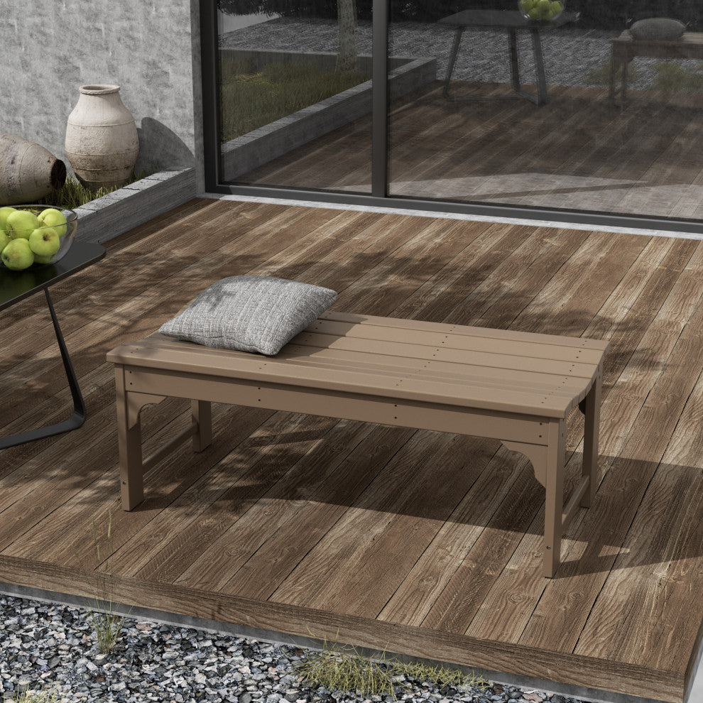 WestinTrends Plastic Picnic Bench Outdoor Dining Patio Lounge Garden Bench, Weatherwood