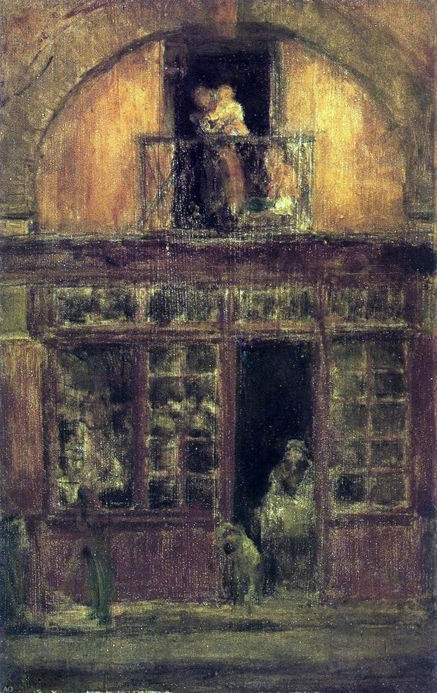 James McNeill Whistler A Shop With a Balcony, 18"x27" Wall Decal
