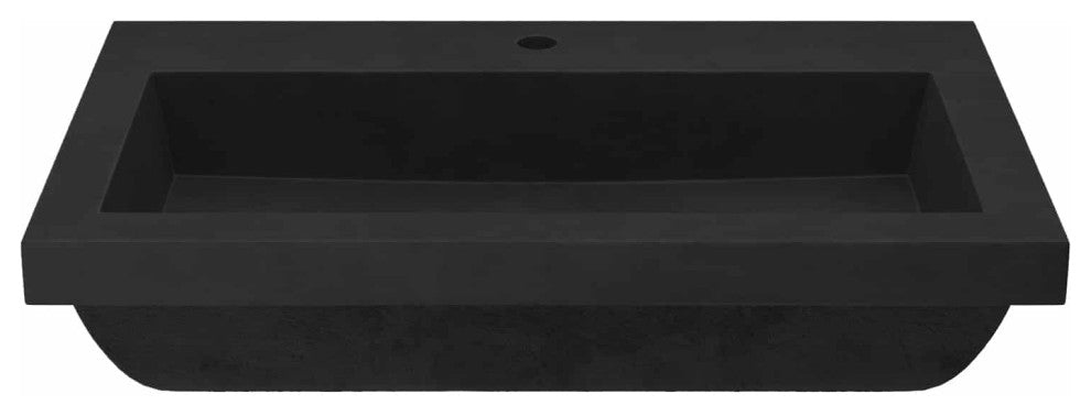 Trough 3019 Concrete Bathroom Sink, Charcoal, Single Faucet Hole