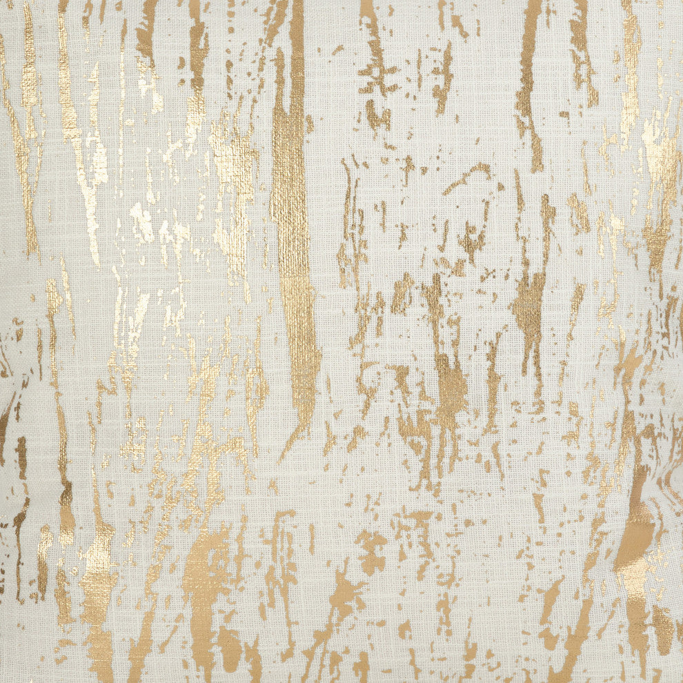 Distressed Foil Metallic Design Glam Cotton Table Runner, Gold, 16"x72"