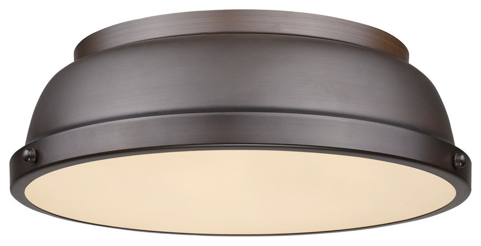 Duncan 14" Flush Mount, Rubbed Bronze With Rubbed Bronze Shade