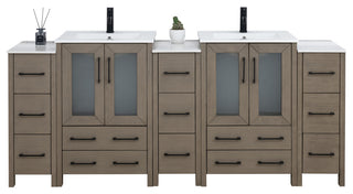 Vanity Art Freestanding Bathroom Vanity Set with Ceramic Top & Mirror