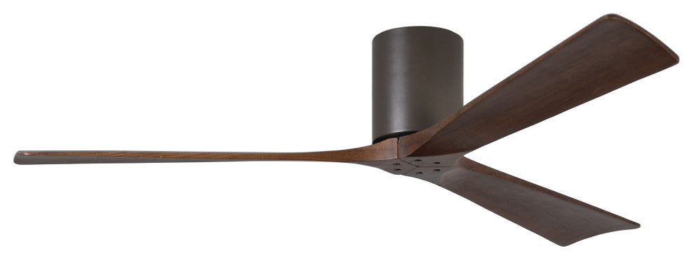 Irene-3 60" Hugger Ceiling Fan, Textured Bronze With Walnut Blades