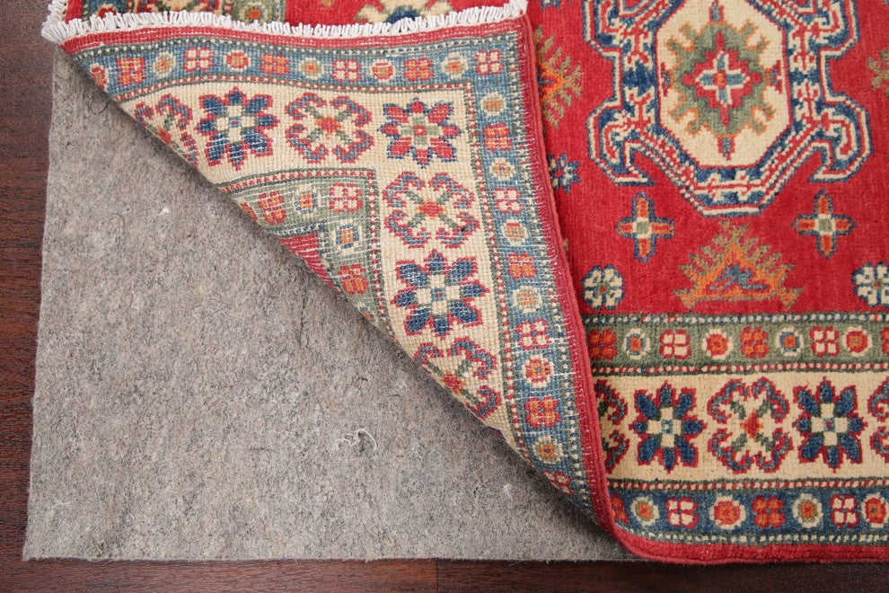 Kazak Traditional Wool Handmade Pakistani Oriental Area Rug, Red, 3'11"X2'9"