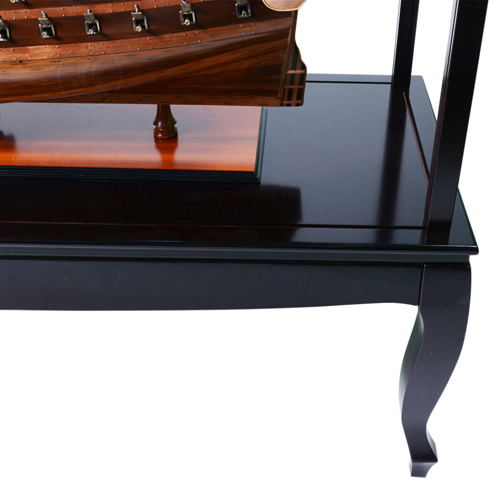 Display Case For Xl Ship No Glass Wooden Display Case for Model Ships