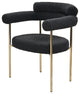 Merle Boucle Fabric Dining Chairs, Gold Legs, Set of 2, Black
