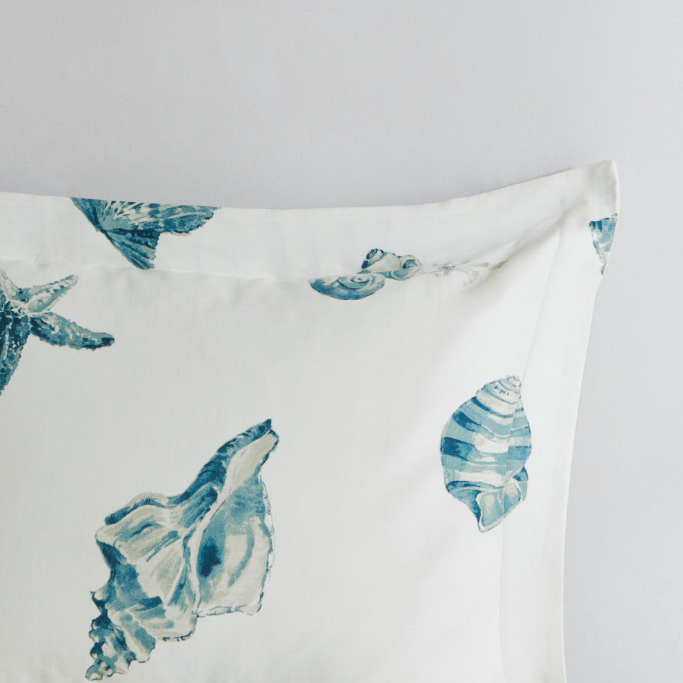 Harbor House Coastal Beach House Blue Seashells Comforter Set