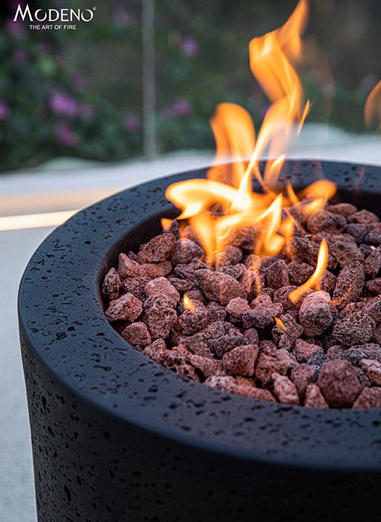 Lava Tube Black Concrete 28" Tall Fire Column by Modeno
