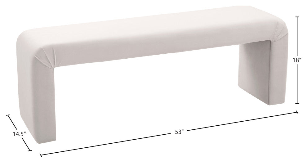 Minimalist Velvet Upholstered Bench, Cream