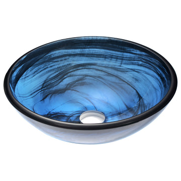 Soave Series Deco-Glass Vessel Sink In Sapphire Wisp