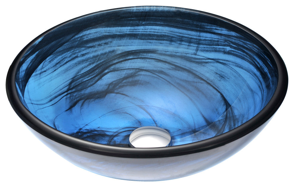 Soave Series Deco-Glass Vessel Sink In Sapphire Wisp