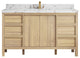 Elizabeth Oak 60" Single Sink Vanity, White 2" Viola Brown