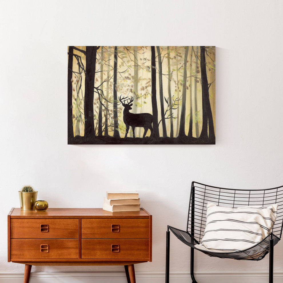 Deer In Ominous Forest 30 x 20 Canvas Wall Art