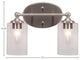Capri 2-Light Bath Bar, Brushed Nickel/Clear Bubble