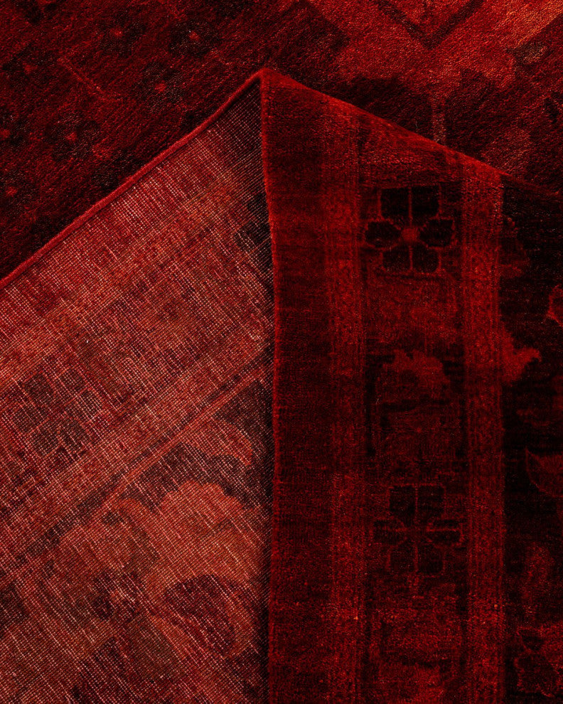 Overdyed, One-of-a-Kind Hand-Knotted Area Rug Red, 11'10"x17'10"