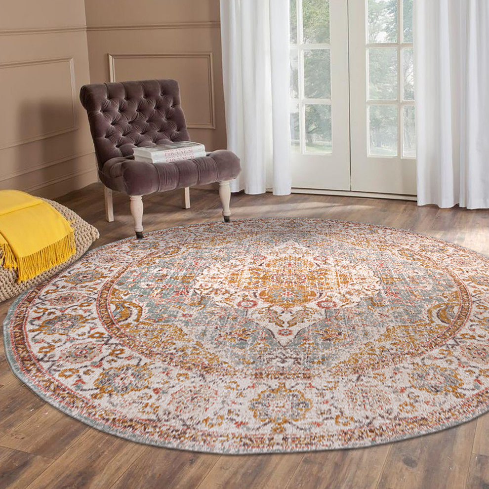 Eternal Solidad Area Rug, Blue, 6'7" x 6'7"R, Oriental