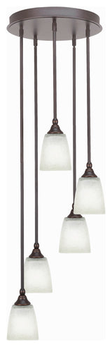 Empire 5-Light Cluster Pendalier, Dark Granite/Square White Muslin