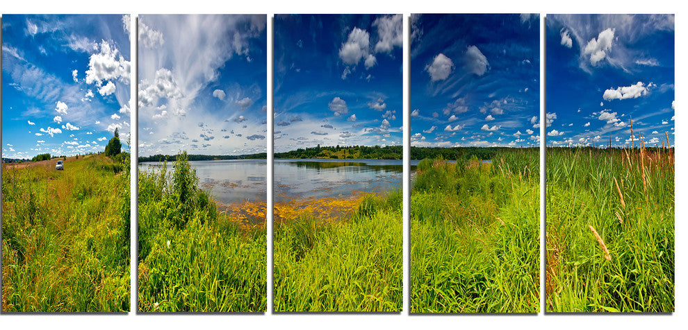 Ideal Summer Meadow Panorama, Landscape Canvas Art Print, 60"x28", 5 Panels