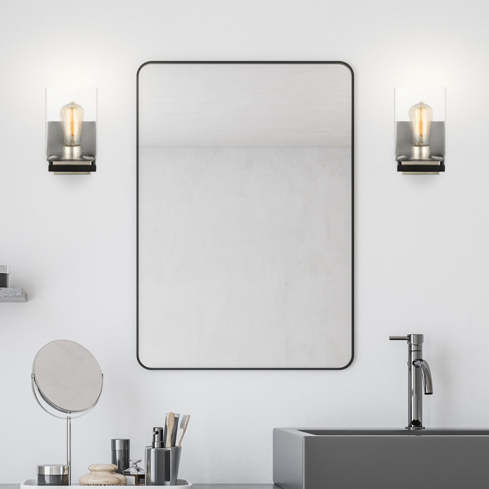 Crossroads 1-Light Vanity, Matte Black With Clear Glass