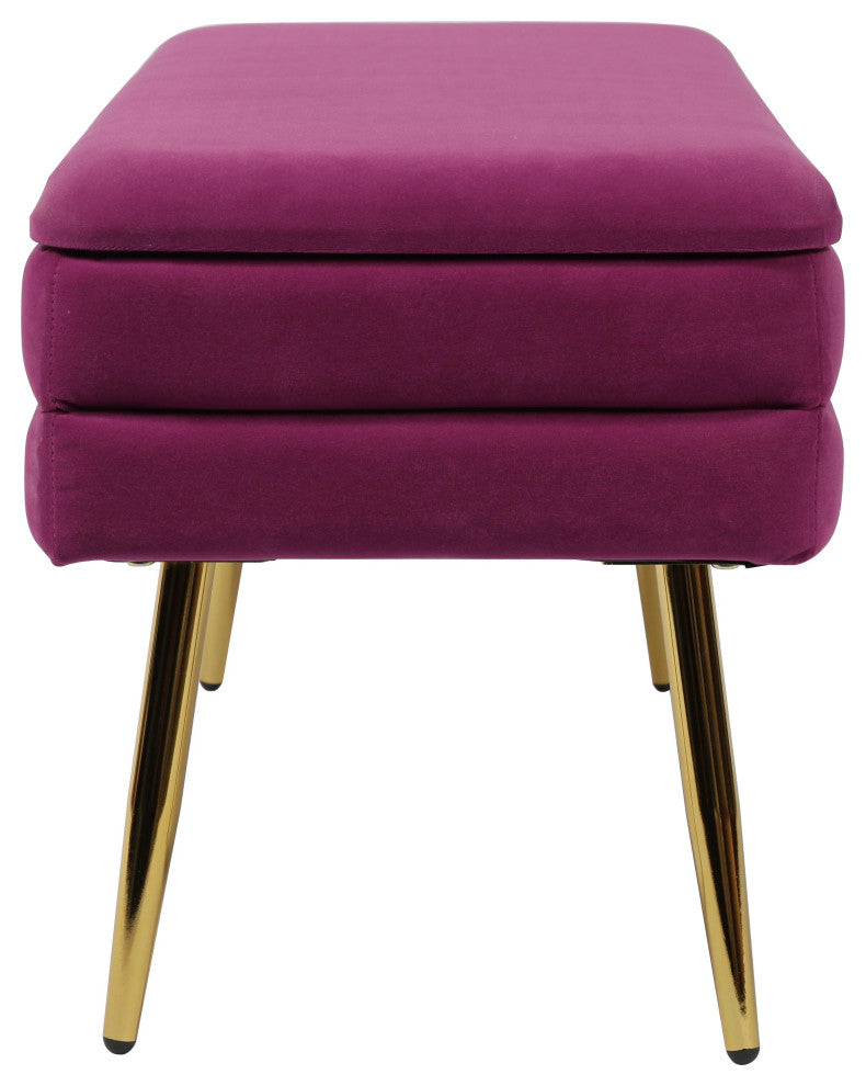 Ziva Plum Velvet Storage Bench - Plum