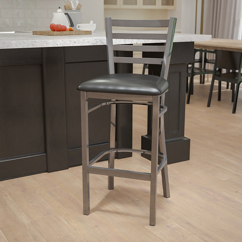 Flash Furniture Hercules 31" Ladder Back Restaurant Bar Stool in Black