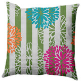 Flower Bursts Decorative Throw Pillow, Green, 16"x16"