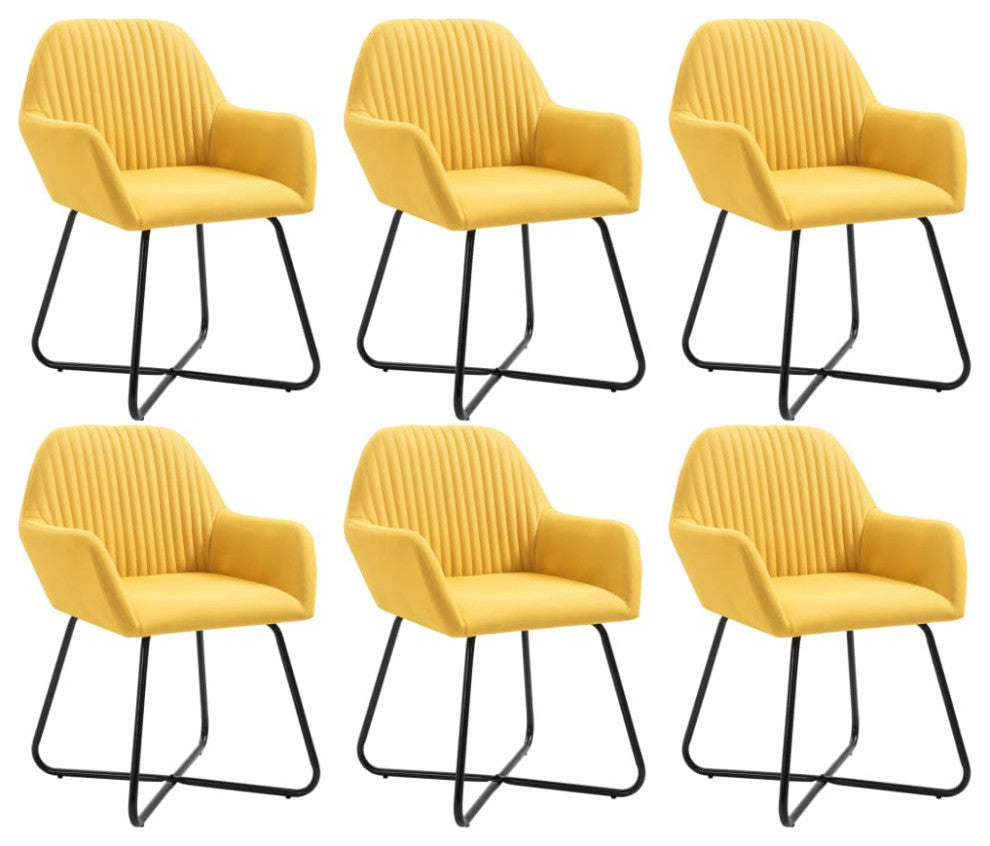 vidaXL Dining Chairs 6 pcs Yellow Fabric