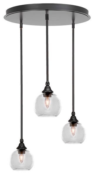 Empire 3-Light Cluster Pendalier, Espresso/Clear Bubble