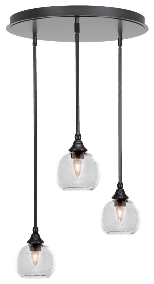 Empire 3-Light Cluster Pendalier, Espresso/Clear Bubble
