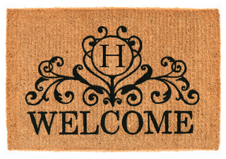 Kingston Welcome Doormat, 18"x30"x1.5", Letter H