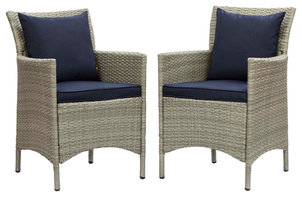 Conduit Outdoor Patio Wicker Rattan Dining Armchair Set of 2