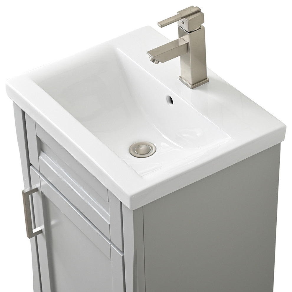 20" Single Sink Vanity With White Ceramic Sink Top, Light Gray
