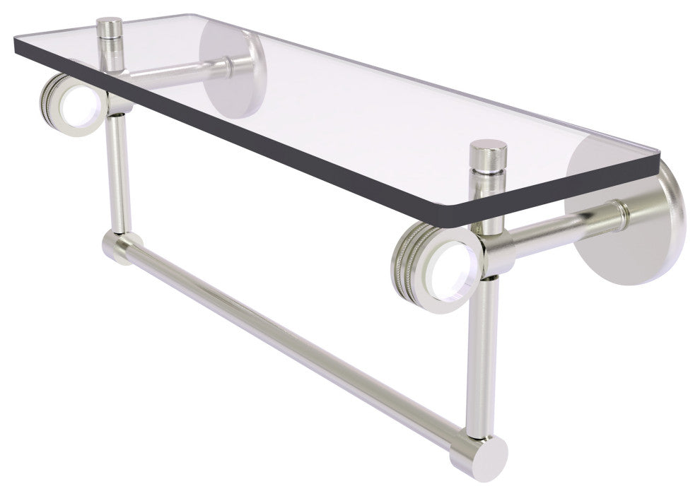 Clearview 16" Glass Shelf and Towel Bar and Dotted Accents, Satin Nickel