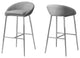 Set Of Two 72" Gray And Silver Metal Low Back Bar Chairs With Footrest