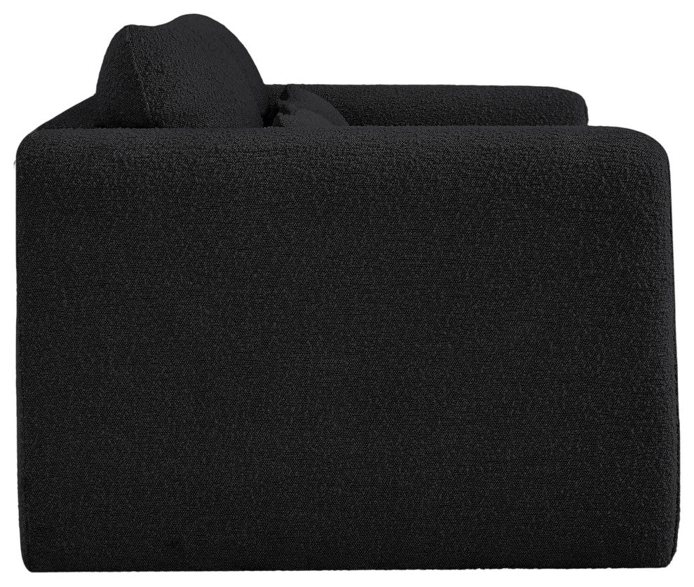 Stylus Boucle Fabric Upholstered Loveseat, Black