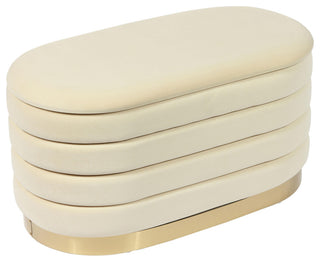 Lillian Cream Velvet Storage Bench - Cream