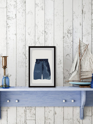 "Navy Shorts" Framed Painting Print, 24"x36"