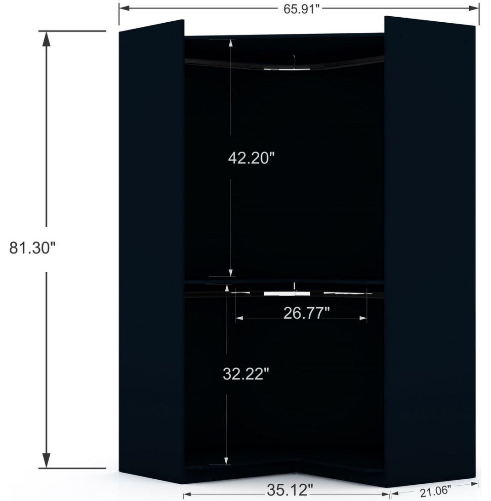Mulberry Open 3 Sectional Corner Closet, Tatiana Midnight Blue