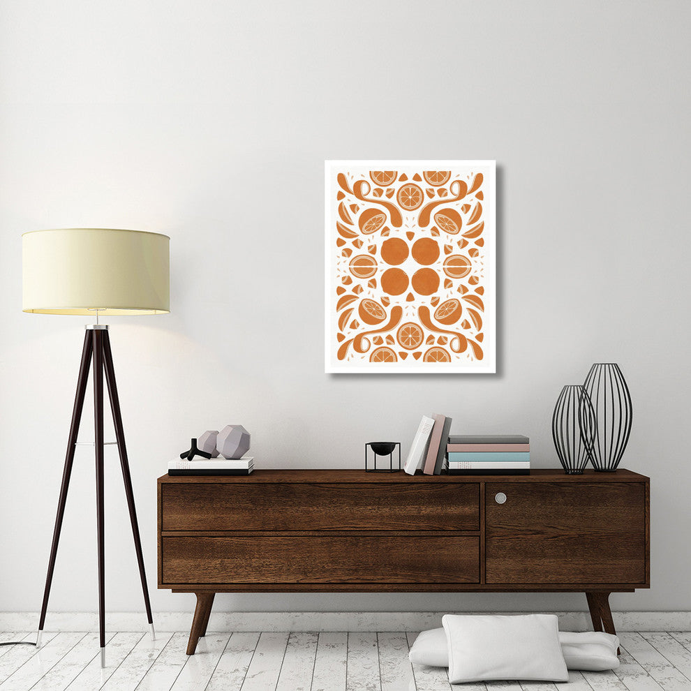 "Retro Orange Otomi Monotone" Digital Paper Print by Elyse DeNeige, 30"x37"