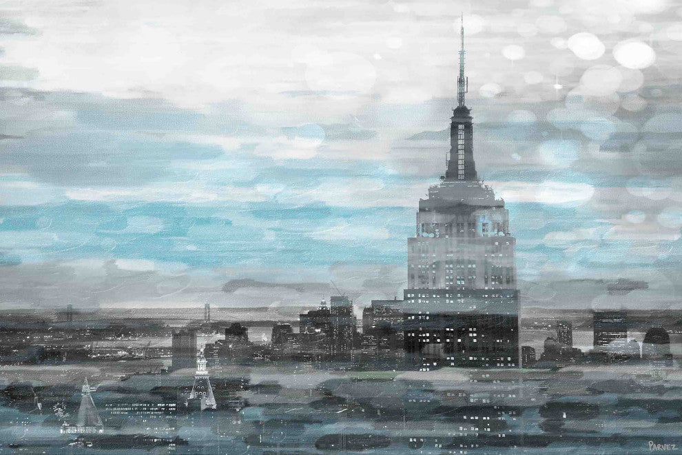 "Blue City Hues" Print on Canvas, 18"x12"