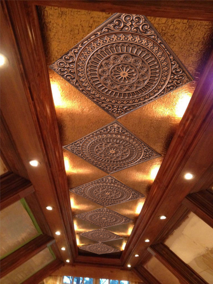Antique Copper 3D Ceiling Panels, 2'x2', 100 Sq Ft, Pack of 25