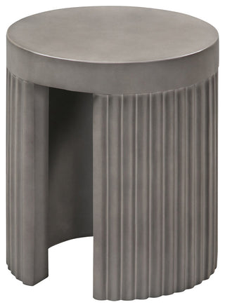 Wave Round Indoor or Outdoor Accent Stool End Table, Gray Concrete