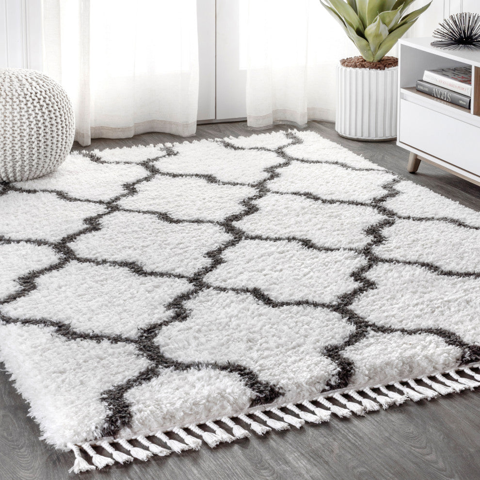 Marrakesh Shag Trellis with Tassels Area Rug, 3 X 5