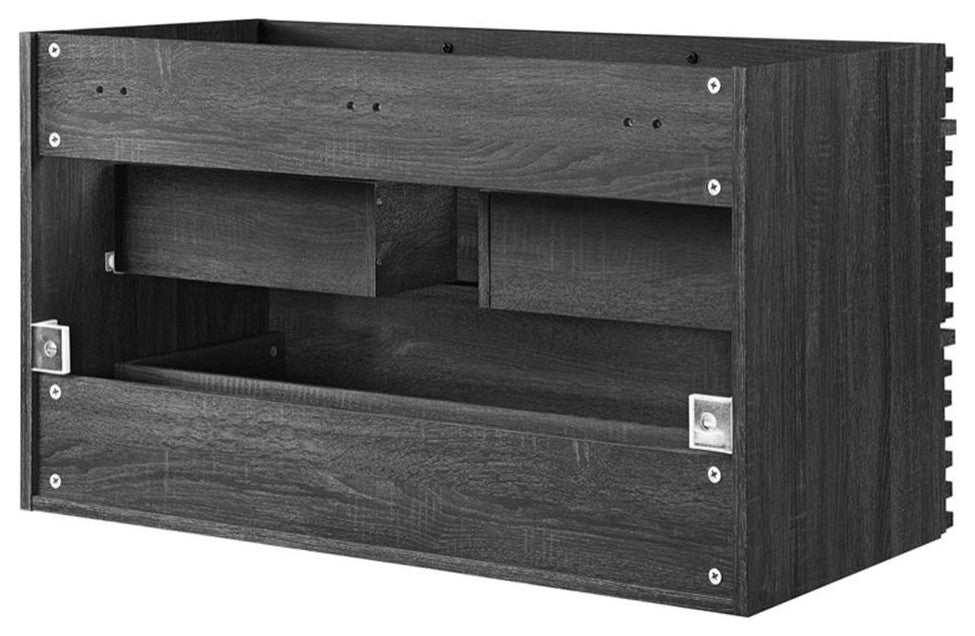 Modway Render 35" MDF Wood Wall-Mount Bathroom Vanity Cabinet in Charcoal