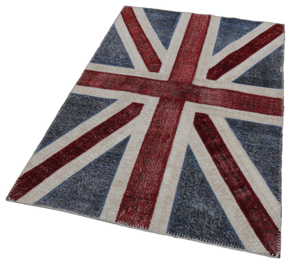 Rug N Carpet - Handwoven Oriental 4' 0'' x 6' 0'' Flag Patchwork Rug