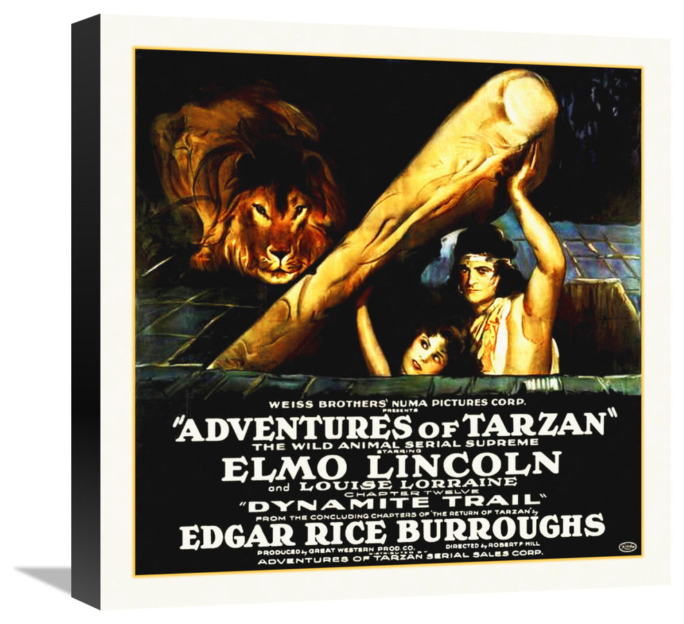 "Tarzan, 1920 with Elmo Lincoln" Canvas Giclee, 18"x18"