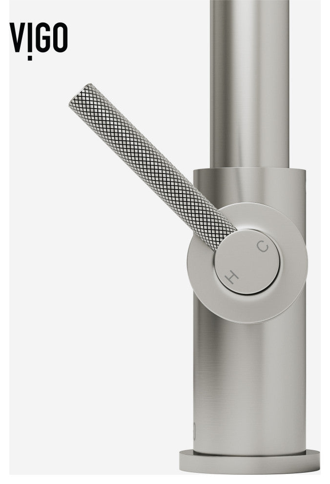 VIGO Utopia 14" H Single Handle Pull-Down Sprayer Kitchen Bar Faucet, Stainless Steel