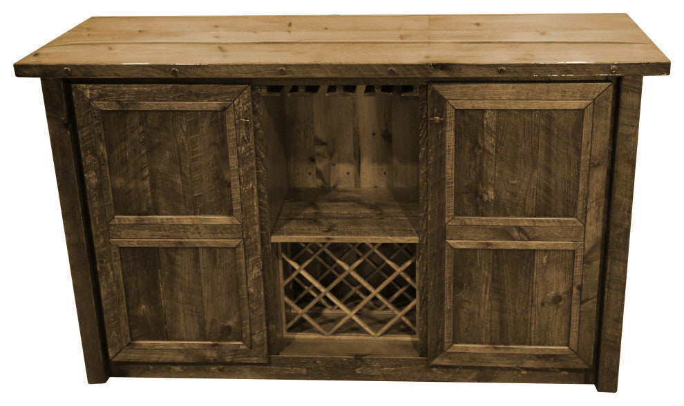 Barnwood Style Timber Peg Freestanding Bar Set, Driftwood, Black Pine Cone and Quarter Espresso