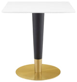Zinque 28" Square Dining Table, Gold White